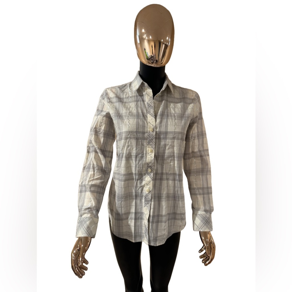 BANANA REPUBLIC | Silver Lined Plaid Button Up